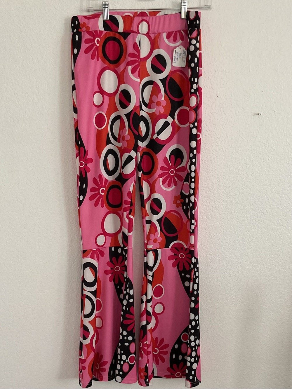 Pink Floral & Geometric Print Stretch Bell-Bottoms